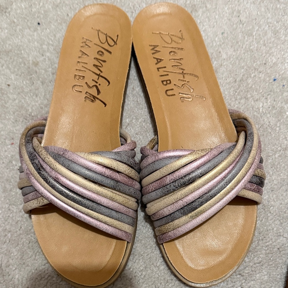 Blowfish Malibu Women's Multistrap Slide Sandals - Pink, Gray, Tan
